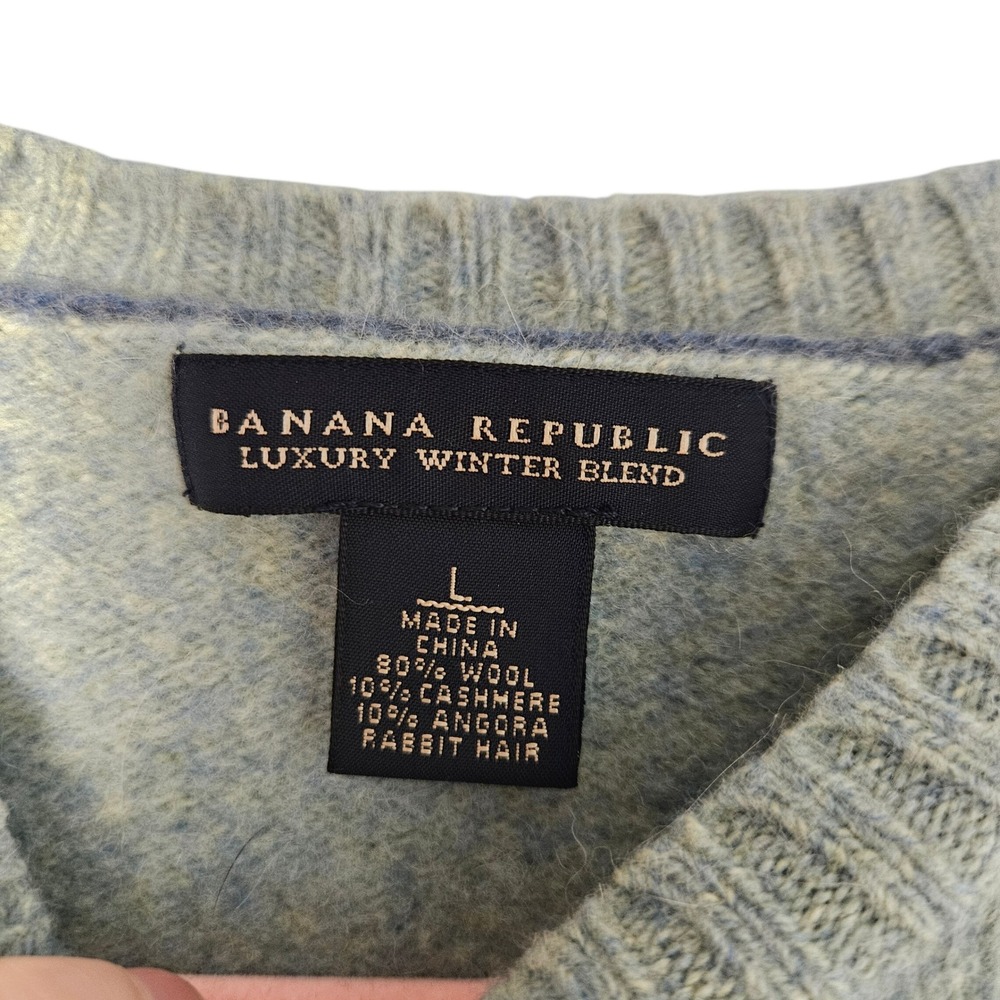 Banana Republic Green Luxery Winter Blend Sweater Large Wool Cashmere‎ Angora - Picture 2 of 4